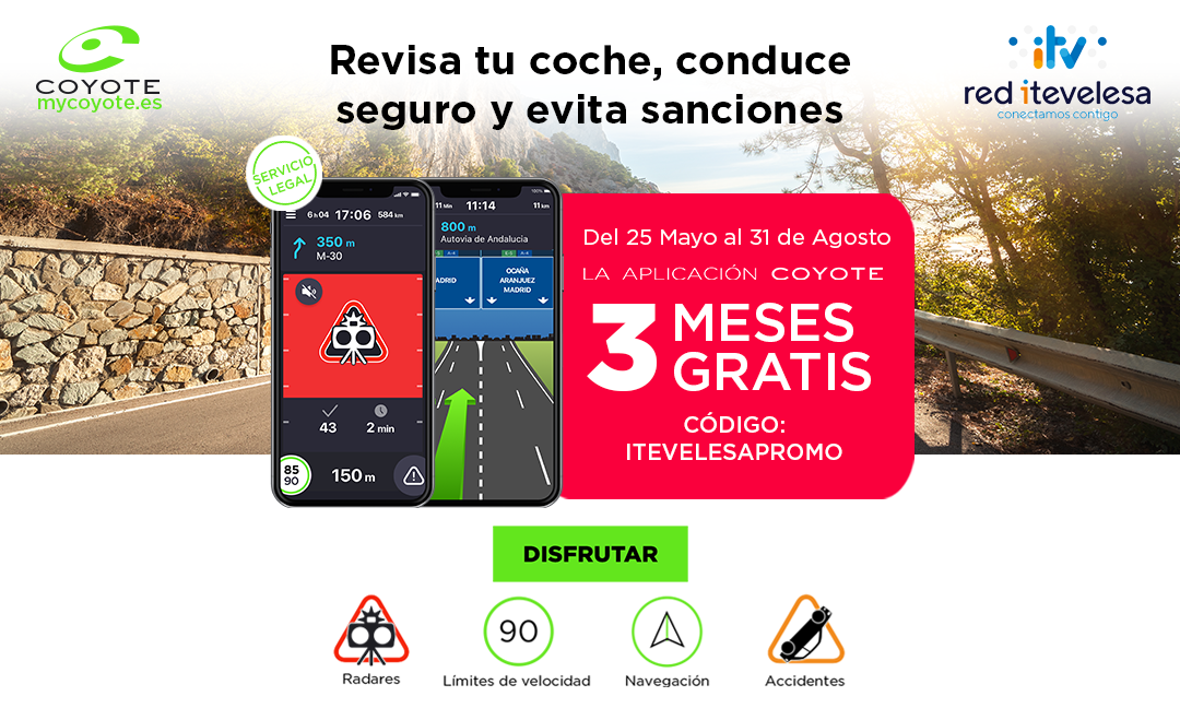 Aplicación COYOTE: 3 meses gratis del avisador de radar y GPS en tiempo real